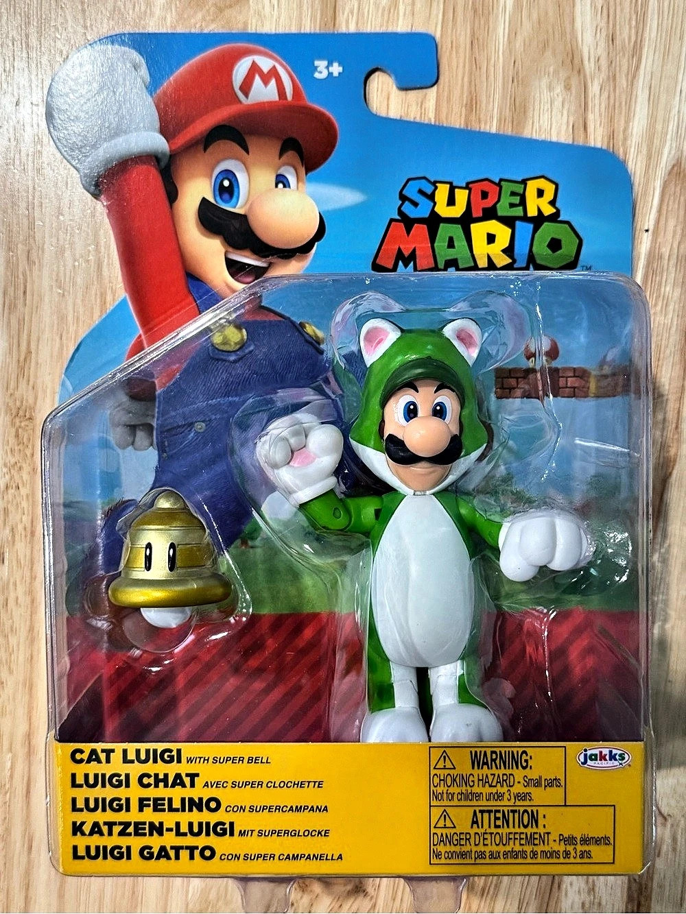 JAKKS Pacific Super Mario Cat Luigi with Super Bell 4-Inch Action Figure